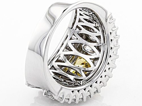 Bella Luce®8.32ctw Canary & White Diamond Simulants Rhodium Over Sterling Silver Ring(6.42ctw Dew) - Size 11