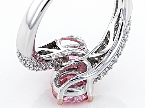 Bella Luce ®4.40ctw Pink & White Diamond Simulants Rhodium Over Sterling Silver Ring (2.88ctw Dew) - Size 8