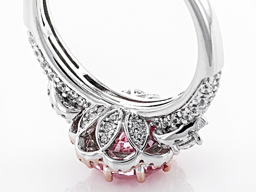 Bella Luce® 4.07ctw Pink & White Diamond Simulants Rhodium Over Sterling Silver Ring (2.62ctw Dew) - Size 11