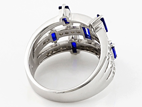 Bella Luce ® 1.95ctw Lab Created Blue Spinel And White Diamond Simulant Rhodium Over Silver Ring - Size 7