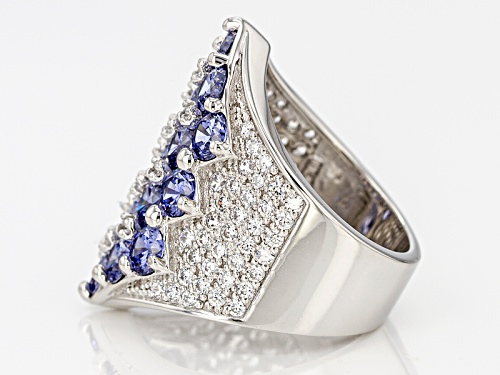 Bella Luce ® 10.11ctw Tanzanite And White Diamond Simulants Rhodium Over Silver Ring (6.00ctw Dew) - Size 7