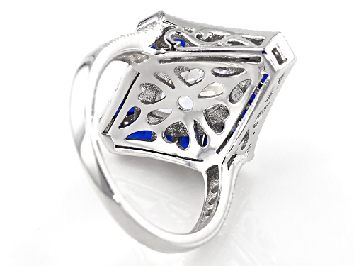 Bella Luce ® 3.86ctw Lab Created Blue Spinel And White Diamond Simulant Rhodium Over Silver Ring - Size 5