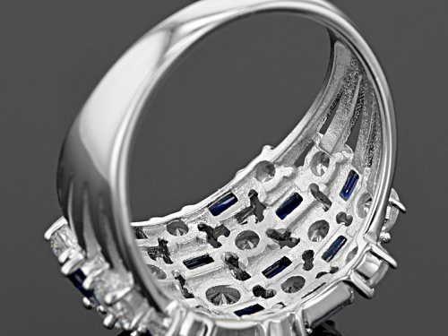 Bella Luce ® 5.27ctw Lab Created Blue Spinel And White Diamond Simulant Rhodium Over Silver Ring - Size 6