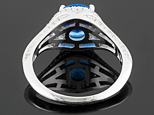 Bella Luce ® 4.36ctw Lab Created Blue Spinel And White Diamond Simulant Rhodium Over Silver Ring - Size 11