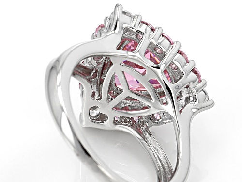 Bella Luce®5.73ctw Pink & White  Diamond Simulants Rhodium Over Sterling Silver Ring (3.40ctw Dew) - Size 10