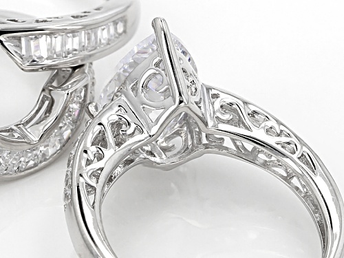 Bella Luce ® 7.26ctw Diamond Simulant Rhodium Over Sterling Silver Ring With Guards (4.14ctw Dew) - Size 12