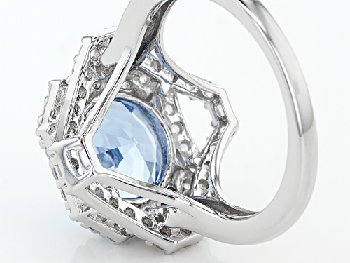 Bella Luce® 4.84ctw Lab Created Blue Spinel And White Diamond Simulant Rhodium Over Silver Ring - Size 11