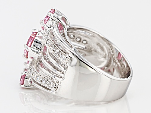 Bella Luce® 5.73ctw Pink & White Diamond Simulants Rhodium Over Sterling Silver Ring (3.39ctw Dew) - Size 7