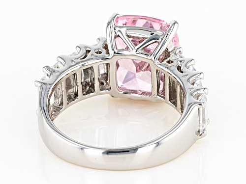 Bella Luce®13.16ctw Pink & White Diamond Simulants Rhodium Over Sterling Silver Ring (8.32ctw Dew) - Size 11