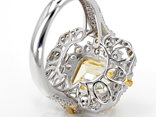 Bella Luce®8.52ctw Canary & White Diamond Simulants Rhodium & Eterno™Yellow Over Sterling Ring - Size 12