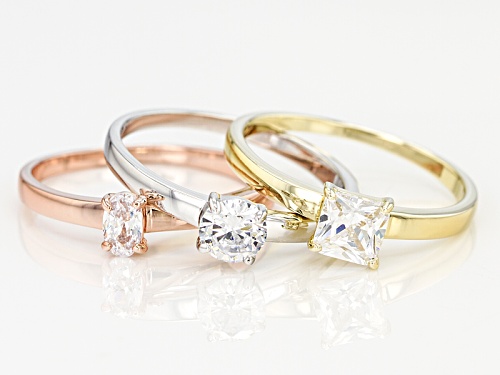 Bella Luce ® 1.94ctw Eterno ™ Rose And Yellow And Rhodium Over Sterling Silver Rings- Set Of 3 - Size 11