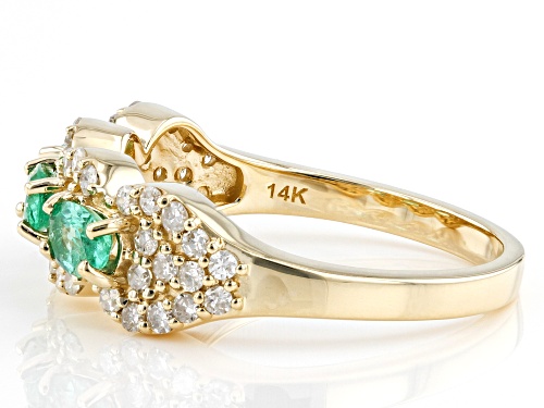 0.57ctw Oval Ethiopian Emerald With 0.44ctw White Diamond 14k Yellow Gold Band Ring - Size 9