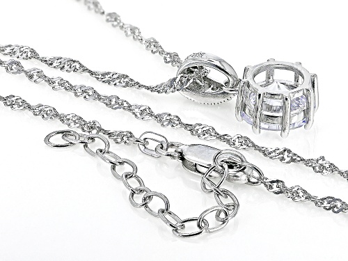 Bella Luce ® Dillenium Cut 4.73ctw Rhodium Over Sterling Silver Pendant With 18