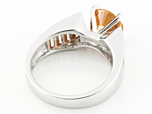 Bella Luce® Dillenium Cut 5.24ctw Champagne & White Diamond Simulant Rhodium Over Sterling Ring - Size 5