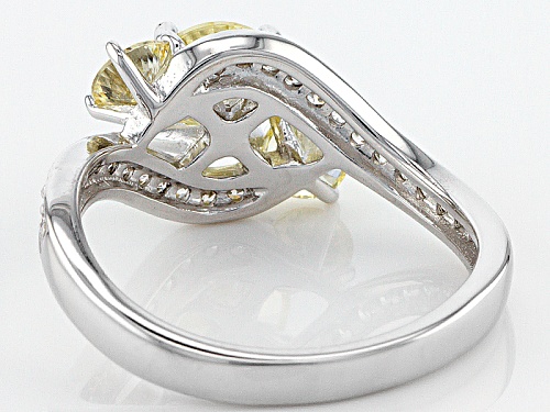 Bella Luce ® Dillenium Cut 3.07ctw Canary And White Diamond Simulants Rhodium Over Sterling Ring - Size 10