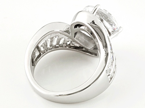 Bella Luce® Dillenium Cut 7.65ctw Diamond Simulant Rhodium Over Sterling Silver Ring (4.88ctw Dew) - Size 6