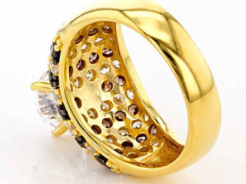 Bella Luce® Dillenium Cut 6.31ctw White & Mocha Diamond Simulants Eterno ™ Yellow Ring - Size 10