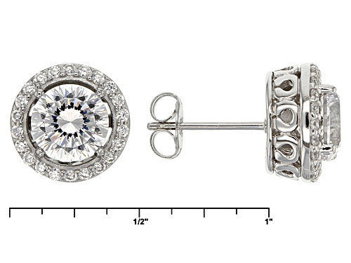 Bella Luce ® Dillenium Cut 4.98ctw Diamond Simulant Rhodium Over Sterling Earrings (3.00ctw Dew)