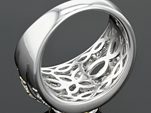 Bella Luce® Dillenium Cut 6.58ctw Diamond Simulant Rhodium Over Sterling & Eterno ™ Yellow Ring - Size 12