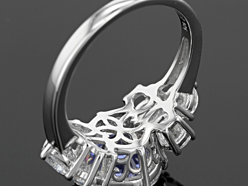 Bella Luce® Dillenium Cut 8.55ctw Tanzanite & Diamond Simulants Rhodium Over Sterling Silver Ring - Size 9
