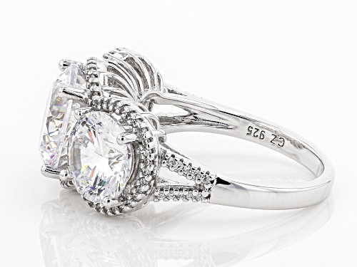 Bella Luce ® Dillenium Cut 12.70ctw White Diamond Simulant Rhodium Over Sterling Silver Ring - Size 7