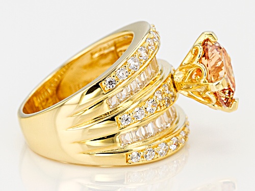 Bella Luce ® Dillenium Cut 9.36ctw Champagne & White Diamond Simulants Eterno ™ Yellow Ring - Size 11