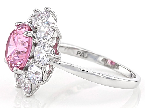 Bella Luce ® 8.64ctw Pink and White Diamond Simulants Rhodium Over Sterling Ring (5.00ctw DEW) - Size 7