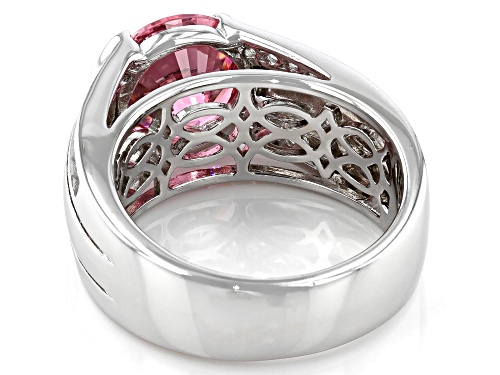 Bella Luce ® 6.86ctw Dillenium Pink And White Diamond Simulants Rhodium Over Silver Ring - Size 7