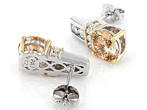 Bella Luce ® 4.86ctw Dillenium Champagne And White Diamond Simulants Rhodium Over Silver Earrings
