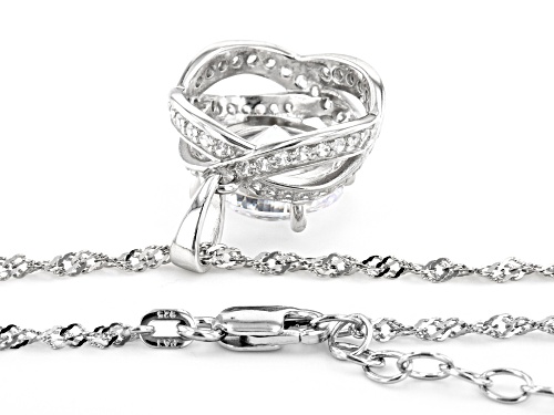 Bella Luce ® 6.86ctw Dillenium Cut White Diamond Simulant Rhodium Over Silver Pendant With Chain