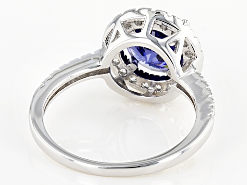 Bella Luce ® Esotica ™ 3.88ctw Tanzanite & White Diamond Simulants Rhodium Over Silver Ring - Size 8
