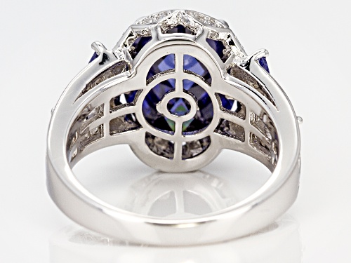 Bella Luce ® Esotica ™ Tanzanite & White Diamond Simulants 8.40ctw Rhodium Over Silver Ring - Size 8