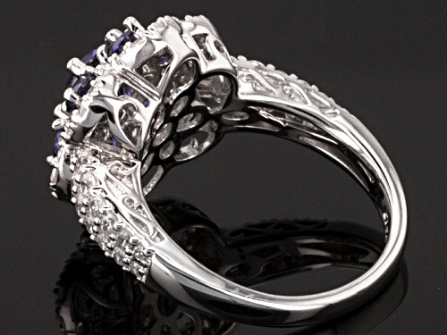 Bella Luce ® Esotica ™ 3.50ctw Tanzanite & White Diamond Simulants Rhodium Over Silver Ring - Size 10