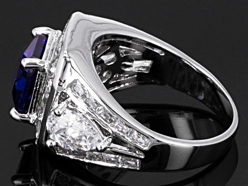 Bella Luce ® Esotica™ 10.36ctw Tanzanite & White Diamond Simulants Rhodium Over Silver Ring - Size 10