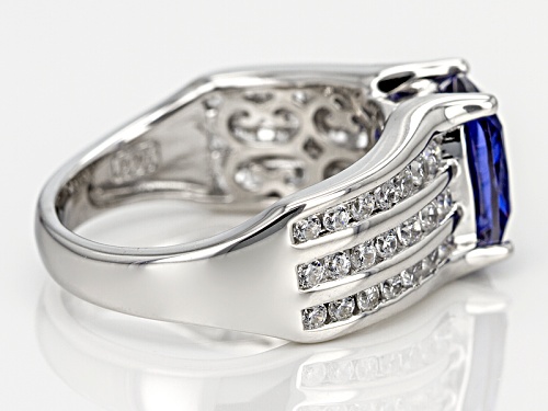 Bella Luce ® Esotica ™ 4.77ctw Tanzanite & White Diamond Simulants Rhodium Over Silver Ring - Size 9