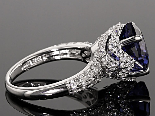 Bella Luce ® Esotica ™ Tanzanite Simulant & White Diamond Simulant Rhodium Over Silver Ring - Size 9
