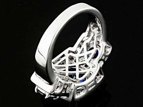 Bella Luce ® Esotica ™ 5.98ctw Tanzanite & Diamond Simulants Rhodium Over Sterling Silver Ring - Size 7