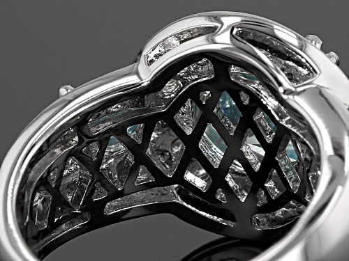 Bella Luce® Esotica™ 5.78ctw Neon Apatite & Diamond Simulants Rhodium Over Sterling Silver Ring - Size 10