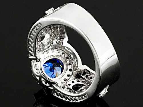 Bella Luce ® Esotica ™ 2.59ctw Tanzanite & Diamond Simulants Rhodium Over Sterling Silver Ring - Size 8