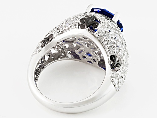 Bella Luce ® Esotica ™ 9.64ctw Tanzanite And White Diamond Simulants Rhodium Over Sterling Ring - Size 9