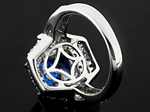 Bella Luce ® Esotica ™ 8.36ctw Tanzanite And White Diamond Simulants Rhodium Over Silver Ring - Size 5