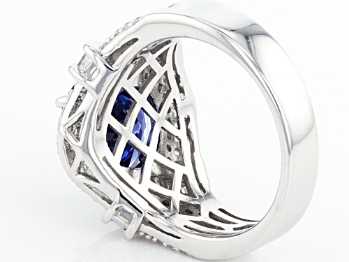 Bella Luce ® Esotica ™ 7.19ctw Tanzanite & Diamond Simulants Rhodium Over Sterling Silver Ring - Size 5