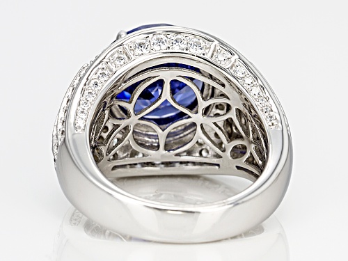 Bella Luce ® Esotica ™ 12.52ctw Tanzanite & Diamond Simulants Rhodium Over Sterling Silver Ring - Size 5