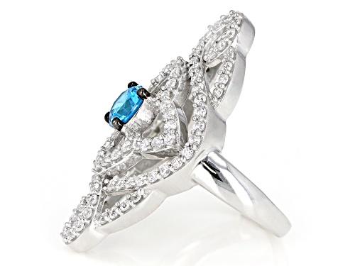 Bella Luce ® Esotica ™ 4.21ctw Neon Apatite & Diamond Simulants Rhodium Over Sterling Ring - Size 6