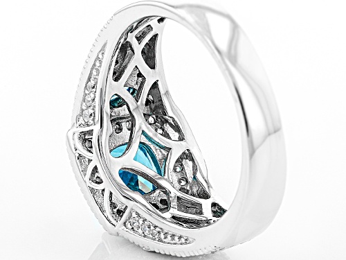 Bella Luce ® Esotica™ 3.78ctw Neon Apatite & White Diamond Simulants Rhodium Over Sterling Ring - Size 5