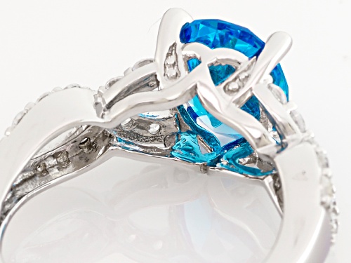Bella Luce ® Esotica ™ 5.12ctw Neon Apatite & Diamond Simulants Rhodium Over Sterling Ring - Size 9