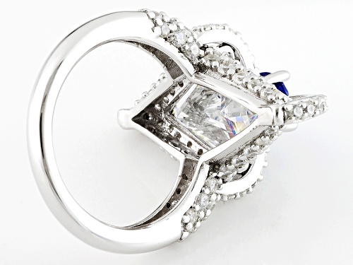 Bella Luce ® Esotica ™ 11.92ctw Tanzanite & Diamond Simulants Rhodium Over Sterling Silver Ring - Size 6