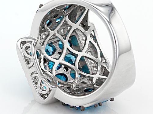 Bella Luce ® Esotica ™ 5.90ctw Neon Apatite & Diamond Simulants Rhodium Over Silver Ring - Size 7