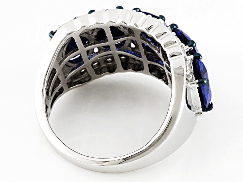 Bella Luce ® Esotica ™ 11.31ctw Tanzanite & Diamond Simulants Rhodium Over Sterling Silver Ring - Size 7