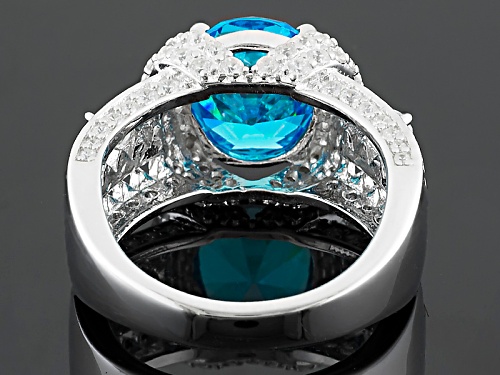Bella Luce® Esotica ™ 8.60ctw Neon Apatite & White Diamond Simulants Rhodium Over Sterling Ring - Size 11